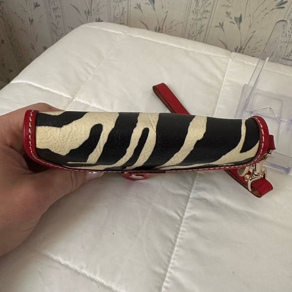 Dooney & Bourke Leather Zebra Wristlet with Red Trim - Picture 8 of 13